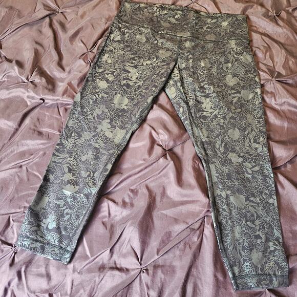 Like New Lululemon Wunder Train HR Tight 25 Flourish Black Iridescent Foil Sz 18 - Picture 3 of 12